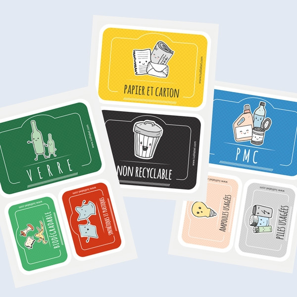 Ludilabel  Etiquettes autocollantes pour poubelles de tri sélectif en  Belgique