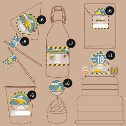 Kit déco table d’anniversaire personnalisé - Chantier-Stickers Sweet Table 19,99 € Ludilabel 1